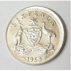 AUSTRALIA 1963 . SIXPENCE . ERROR . OFF CENTRE MIS-STRIKE